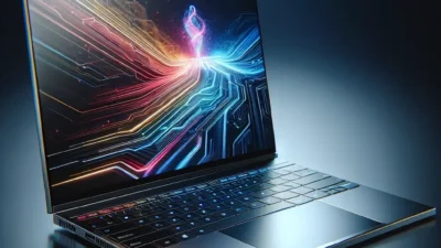 "ASUS Vivobook S14 OLED laptop featuring AMD Ryzen AI, showcasing sleek design and vibrant OLED display, highlighting its entry into the market."