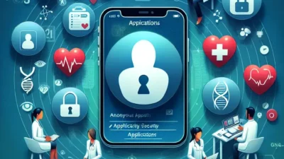 "Audit keamanan 50 aplikasi kesehatan digital populer oleh Kominfo - menampilkan proses evaluasi aplikasi untuk melindungi data pengguna."
