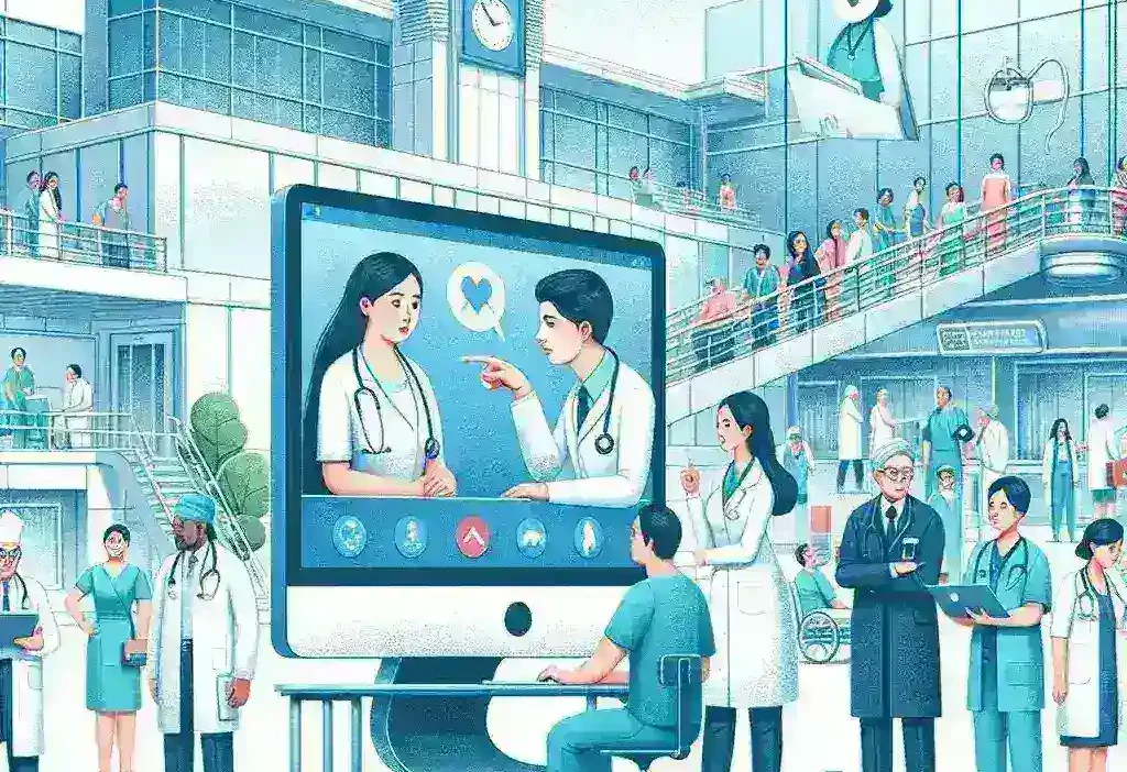 "Telemedicine technology implementation at regional hospitals as promoted by Indonesia's Ministry of Health for improved healthcare access."