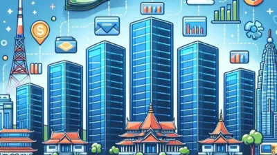 "Investasi asing di pusat data Batam, Indonesia: Gambar menunjukkan fasilitas modern dan infrastruktur teknologi canggih yang sedang berkembang di lokasi strategis untuk mendukung pertumbuhan ekonomi dan digitalisasi."