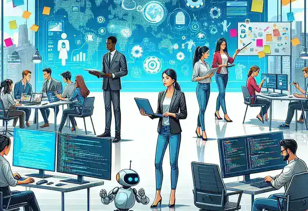 "Ilustrasi startup teknologi inovatif yang menawarkan solusi digital modern, sesuai dengan tren terbaru dalam artikel Startup Teknologi yang Layak Diperhatikan."